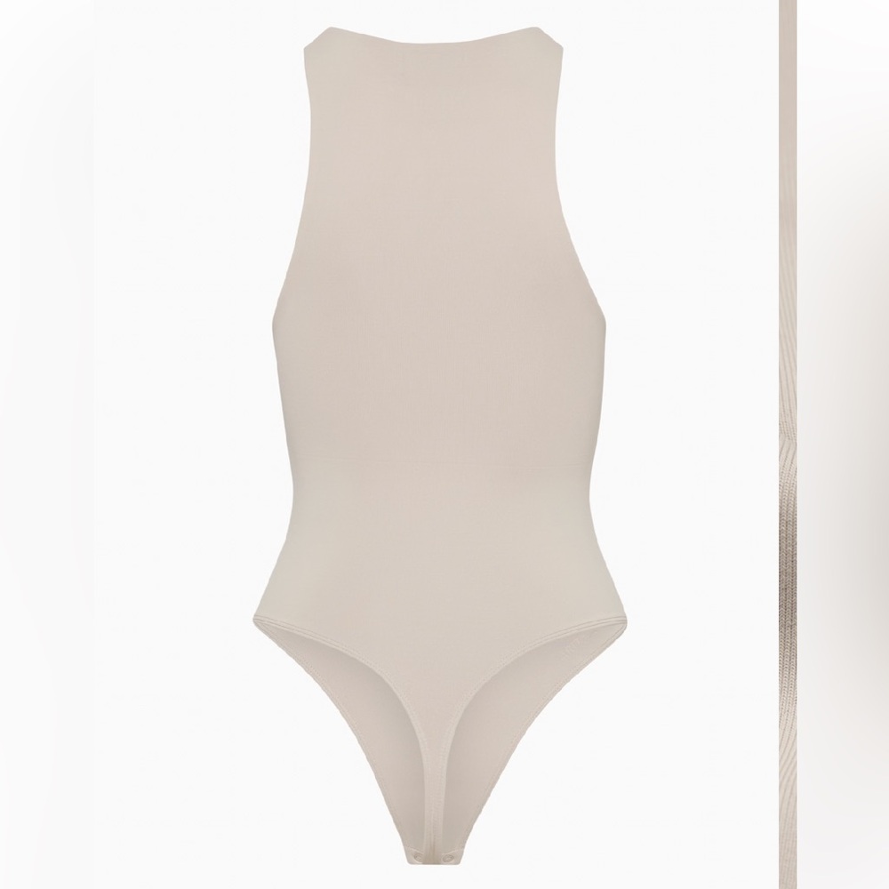 Aritzia Neutral Sleeveless High-Neck Bodysuit - Beige/Cream